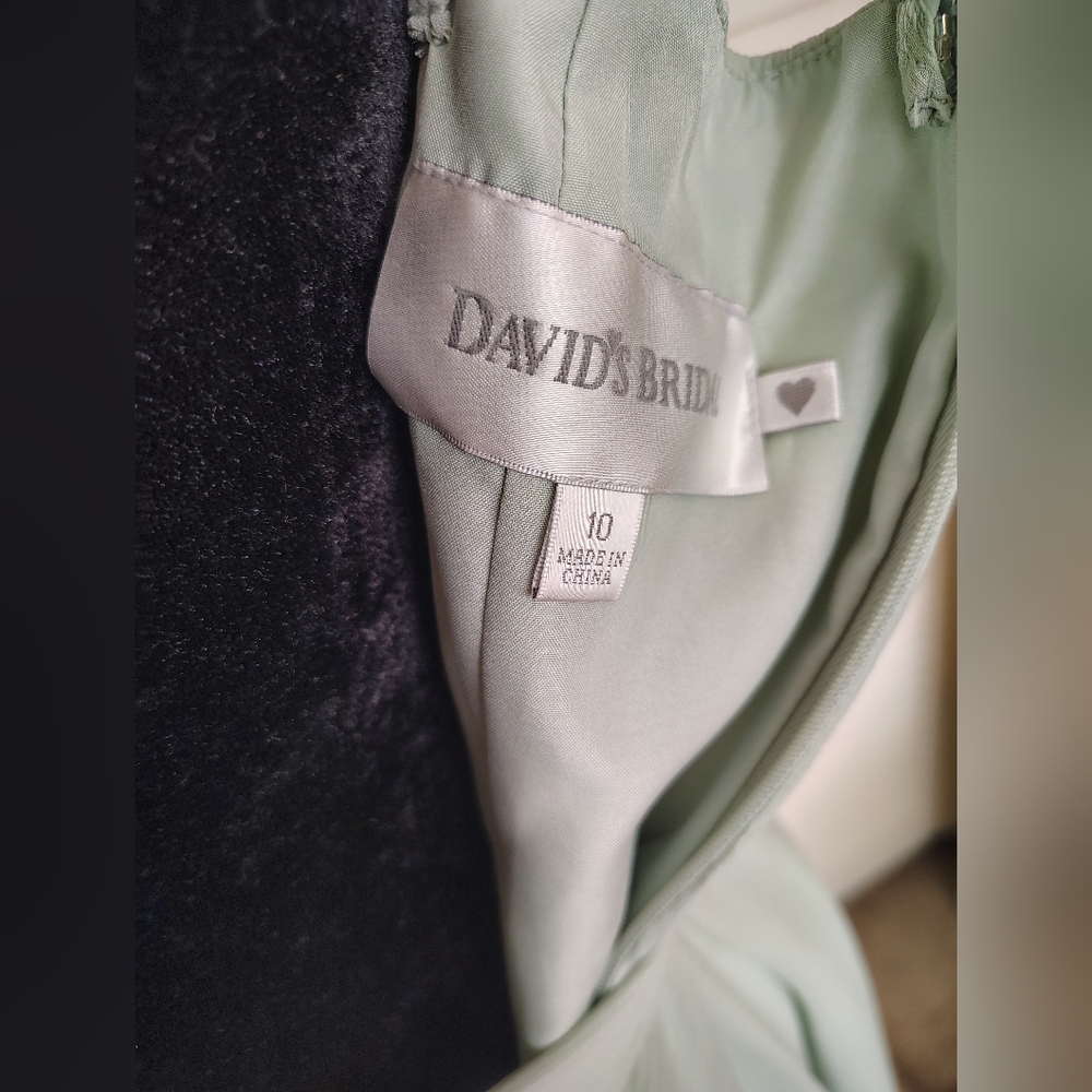 David's Bridal Light Mint Green Pleated Midi Dress Size 10 – Like New - Picture 13 of 13
